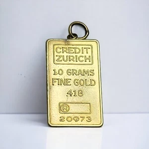 Vintage 10K Gold Anhänger Charm CREDIT ZÜRICH 1,0 GRAMM Feingold 0,418 Barren Barren - Bild 1 von 3