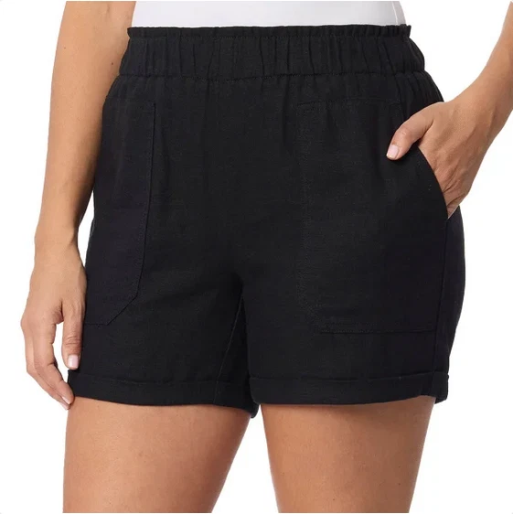 Briggs Women's Size Linen Blend Shorts | Black | Small