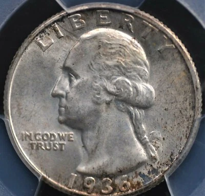 1936 S WASHINGTON QUARTER PCGS MS 65 LOVELY ORIGINAL SILVER SATIN GEM BIT O' - Image 1 of 3