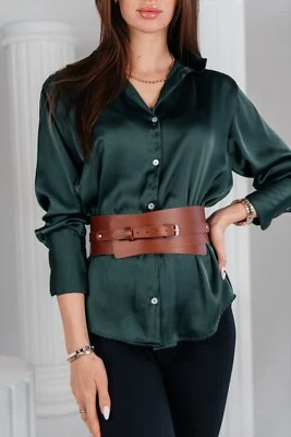 Genuine Leather underbust corset, brown waist belt, wide harness belt, Coat belt - Image 1 of 4