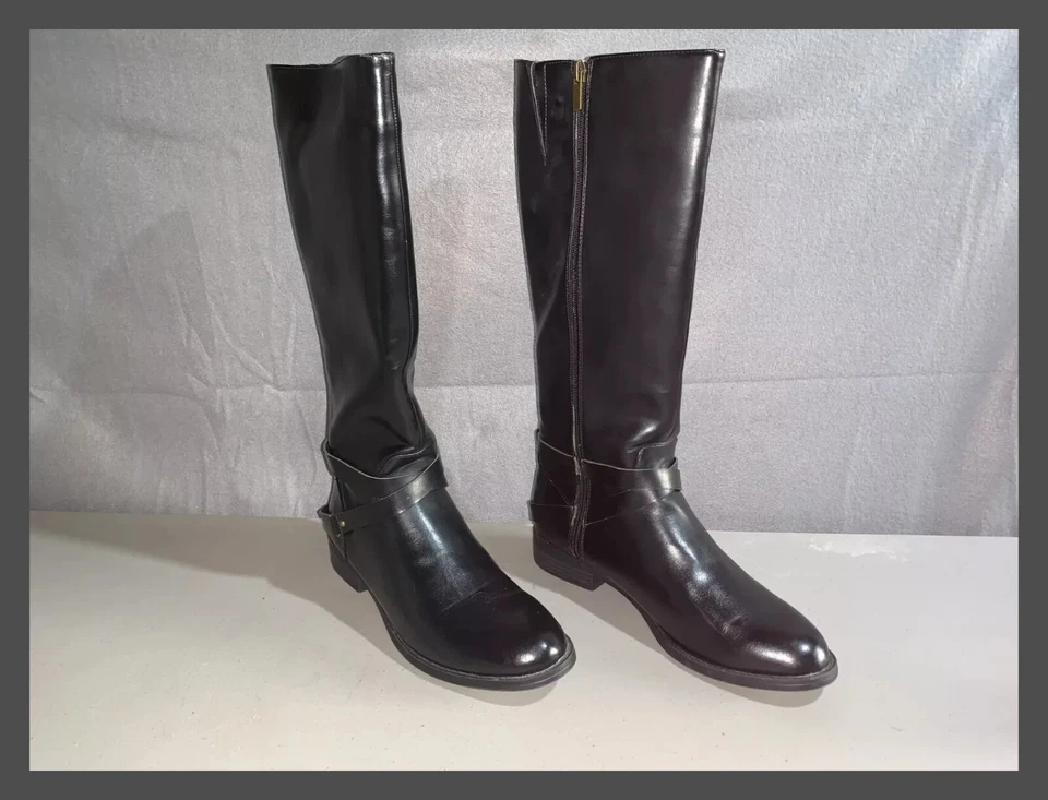 Botas de Montar Lauren Ralph Lauren Jeri Para Mujer’s 8B Cuero Marrón Cremallera Alta Foto 1 de 4