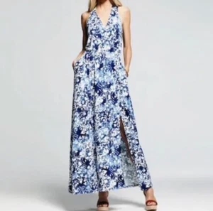 Maxi Vestido Peter Som Design Nation Talla Pequeña St Barts Azul Blanco Sin Mangas - Imagen 1 de 5