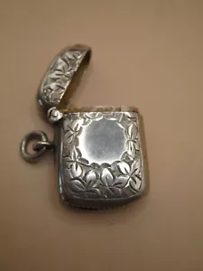 Birmingham 1902 Sterling Silver Vesta Case Match Safe taglio brillante design floreale - Foto 1 di 7