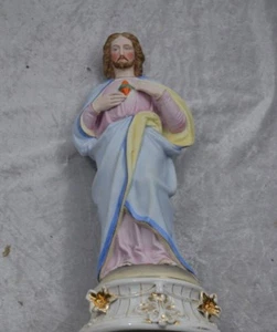 ANTIGUA ESTATUA JESÚS SAGRADO CORAZÓN ALTURA 40 CM FINALES XIX º - Imagen 1 de 5