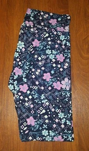 NWOT LULAROE TC LEGGINGS BLUE PINK FLORAL CHERRY BLOSSOMS **UNICORN ** - Picture 1 of 3