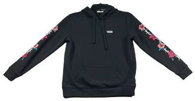 Vans Sweater Womens size XS Black Floral Hooded Pullover Long Sleeve Casual - Image 1 of 4