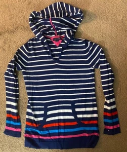 Youth Girls Tommy Hilfiger Navy Blue Long Sleeve Hooded Sweater Top L 12-14 - Picture 1 of 5