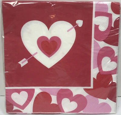 КРАСНЫЙ ПУЗЫРЬ СЕРДЦА ВАЛЕНТИНА ДЕНЬ 32ct ужин салфетки вечеринки сердце 2 стороны декор - Изображение 1 из 4