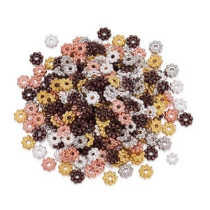 300pcs Colorful Alloy Flower Metal Beads Tiny Loose Spacer Beading Craft 5x1.5mm - Picture 1 of 5