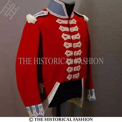 Uniforme británico del siglo XVIII Chaqueta de sargento real Hombres Chaqueta de regimiento de lana roja Foto 1 de 3