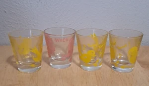Vintage WHIMSICAL Barware 4 Piece Tweet, Say When Shot Glasses Set - Picture 1 of 12