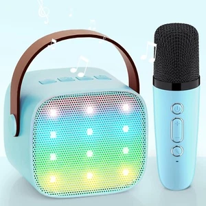 Karaoke Maschine mit Mikrofon Mini Bluetooth Musik Anlage Blau B178 - Bild 1 von 6