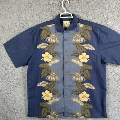 Joe Marlin Hawaiian Shirt Mens Large Blue Floral Button Up Short Sleeve Tropical - Image 1 of 4