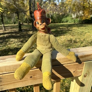 Antique Rubber Head Monkey Plush Doll Stuffed Animal - Picture 1 of 12