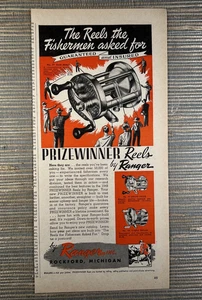 Ranger Prizewinner Reels Fishing Rockford Michigan 1948 Vintage Print Ad - Picture 1 of 1