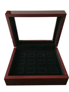 12 Holes Championship Big Heavy Ring Display Case Wooden Jewelry Box Red Velv... - Picture 1 of 4