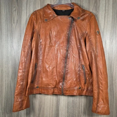 Chaqueta de Motociclista Mauricio Tostada Cuero de Cordero Genuino XXL EN MUY BUENA CONDICIÓN Bronceada De Colección Foto 1 de 4