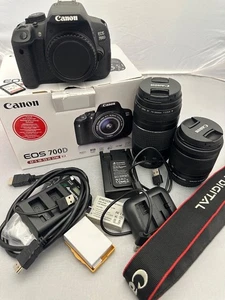 Canon 700D DSLR Camera 18MP with Canon 18-55mm + 75-300mm + Batteries 64GB Card - Picture 1 of 4