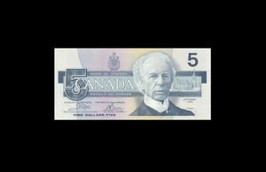 1986 BANK OF CANADA $5 ~Crow & Bouey~ "EOM" **4494697** (( GEM UNC )) - Picture 1 of 2