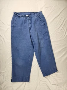 Northern Reflections Pants 10 Women Blue 100% Cotton High Rise Pleated Front  - Picture 1 of 13