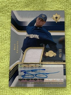 2004 Upper Deck Ultimate Collection Ben Sheets Ultimate Materials Auto /50 - Image 1 of 2