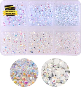 3000Pcs White Flatback Rhinestones for Crafts, Mixed Sizes 2Mm/3Mm/4Mm, Resin Ma - Picture 1 of 6