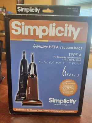 Lote de 9 2 cajas parciales Simplicity HEPA Media bolsas de vacío tipo A artículo # SAH-6 Foto 1 de 4