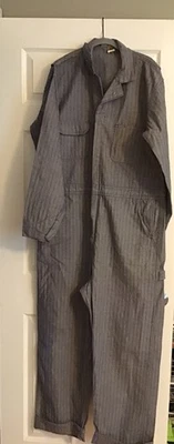 Big Ben Mens Coveralls Size 46 Regular Workwear Blue Striped Jumpsuit - Image 1 of 4