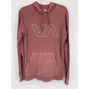 RVCA Pigment Dye Slim Fit Sz M Mens Long Sleeve Hoodie Pullover Mauve Pink - Picture 1 of 10