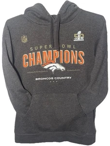 Broncos Men's MEDIUM Gray NFL Apparel SUPERBOWL 50 Hoodie - Picture 1 of 13