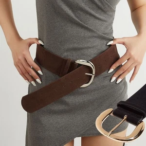 Luxury Design Suede Leather Wide Belt Trendy Trouser Dress Belts Gifts - Picture 1 of 21