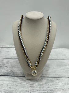 Forte Forte Schmuck gehäkelt Halsband Halskette mehrfarbig klarer Stein neu im Karton - Bild 1 von 9