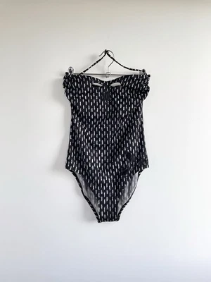 Traje de baño Fendi XS IT44 negro blanco una pieza lycra vintage años 90 recorte cuello halter Foto 1 de 4