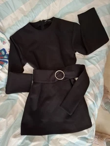 Zara Sweatkleid Kleid Schwarz mit Gürtel 36 S - Bild 1 von 7