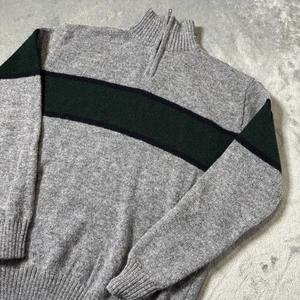 Brandy Melville grau gestreifter Pullover 1/4-Reißverschluss hergestellt in Italien britische Wolle Einheitsgröße - Bild 1 von 7