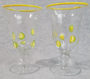 2 copas Artland de vidrio artístico fundido The Lemon Collection sopladas a mano con patas - Imagen 1 de 5