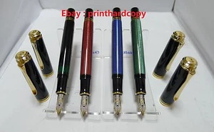 New Logo Black Red Blue Green Pelikan M400 Fountain Pen 14k Gold Discon Nib !!! - Picture 1 of 8