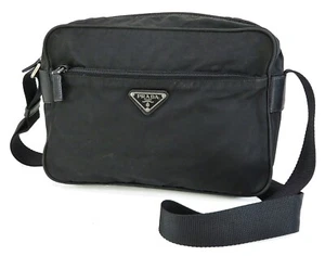 Authentic PRADA Black Nylon and Leather Crossbody Shoulder Bag Purse #54320B - Bild 1 von 12