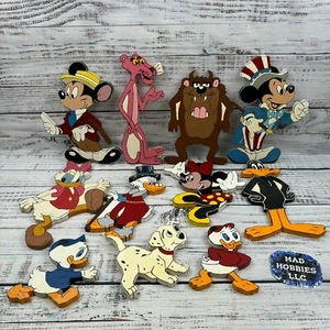 11pc Disney Vintage Mickey Minnie Daffy Duck Wooden Handmade Wall Plaques Decor - Picture 1 of 14