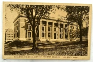 Antike Amherst College Converse Memorial Bibliothek MA Postkarte schwarz-weiß schön - Bild 1 von 2