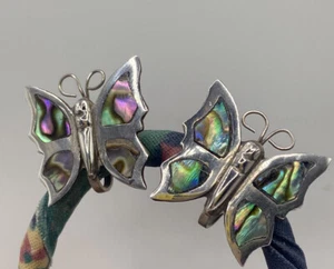 Vintage Sterling Abalone Butterfly Screw Back Earrings - Picture 1 of 8