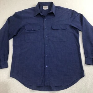RM Williams Mens Long Sleeve Button Up Blue Check Business Shirt Size L - Picture 1 of 12