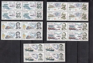 Russia 2000 Mi.#788-92 Polar Explorers set 5 stamps in blocks of 4 Cat.Eu 16.00 - Picture 1 of 1