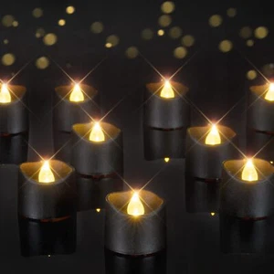 Black Tea Lights Candles Battery Operated 200+hour Flameless Flickering Fake Ele - Picture 1 of 8