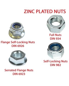 Hex Flange Self Locking Serrated Nuts Lock Nylon Full M3 - M10 ZINC Plated Nut - Picture 1 of 12