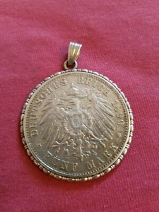 Kettenanhänger Silbermünze / Münze Deutsches Reich 5 Mark König Wilhelm II - Bild 1 von 5