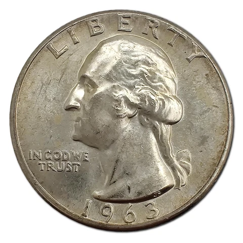 1963-P Uncirculated Washington Quarter MS Mint State 90% Silver Cover