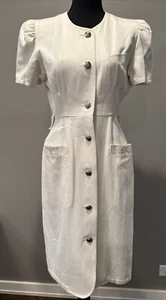 Vestido vaquero clásico francés blanco midi bodycono lápiz GK La Moda Goji Italya - Imagen 1 de 22