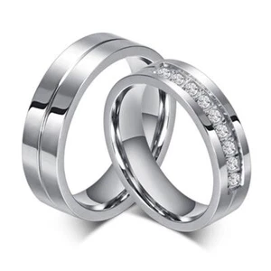 Ehering günstig Edelstahl silber Ring modern Verlobungsring Partnerring Trauring - Bild 1 von 4
