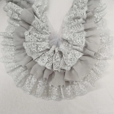 Vestido falda dobladillo 3 capas de encaje plisado borde volantes tela chifón volantes hágalo usted mismo Foto 1 de 4